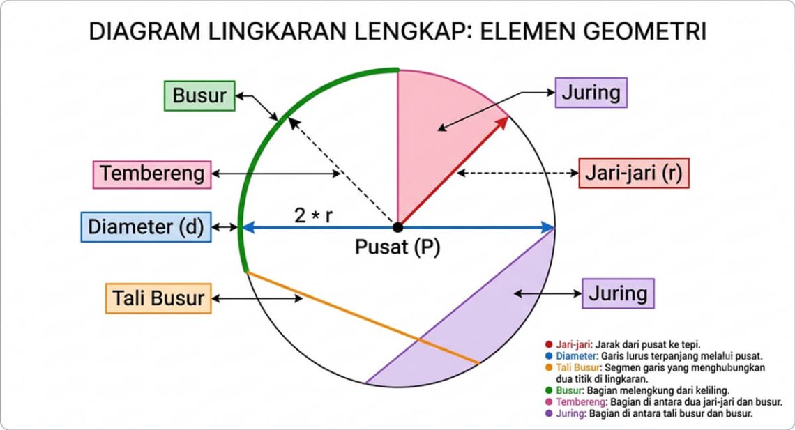 Lingkaran Luas Keliling Busur Juring Tembereng